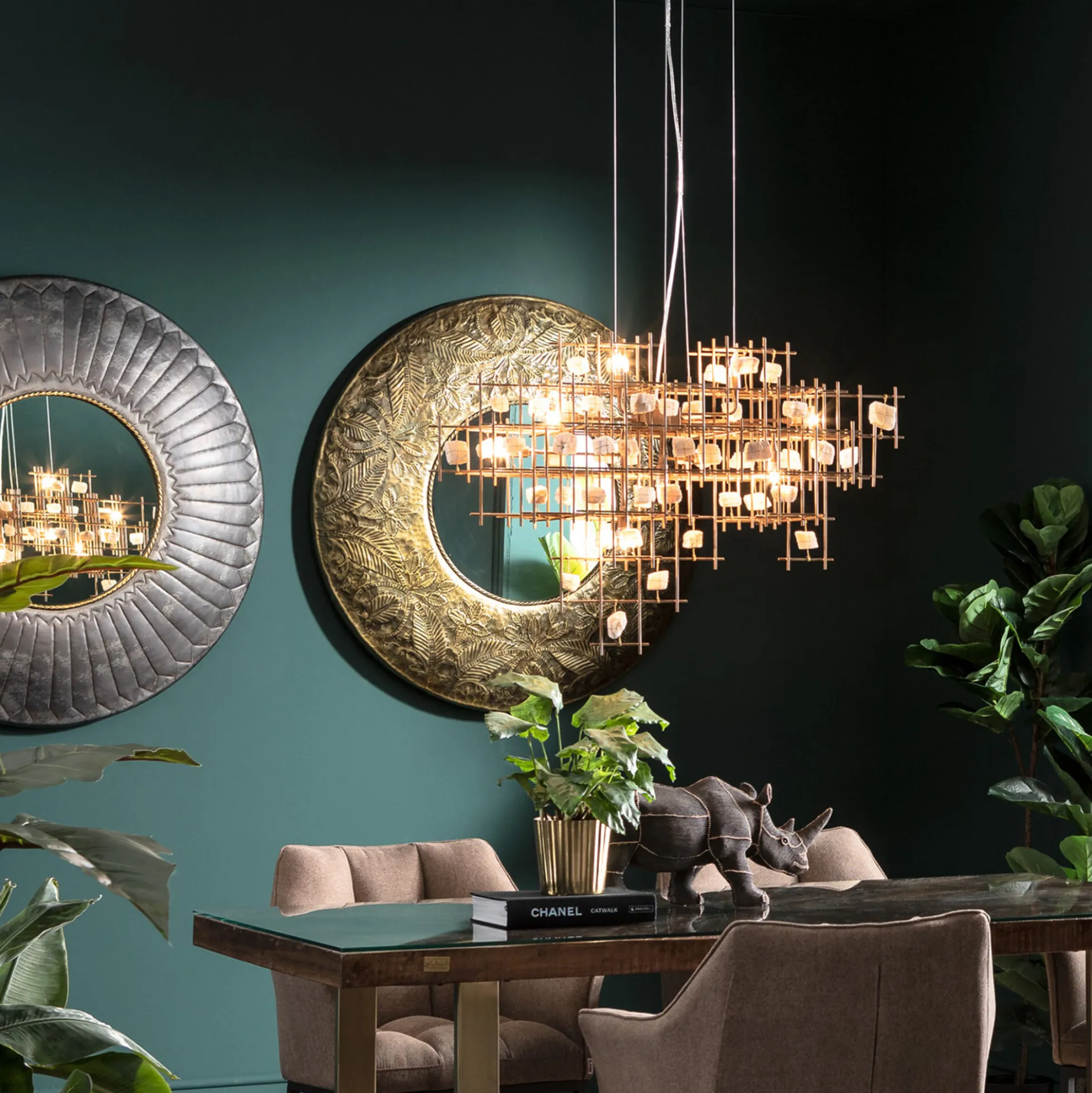 Lampa wisząca Stone Mobile 100x61 cm złota