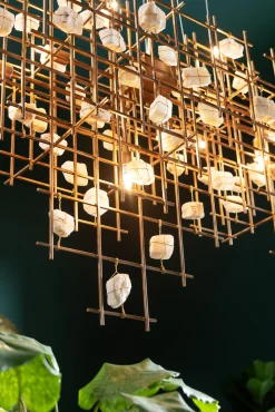 Lampa wisząca Stone Mobile 100x61 cm złota