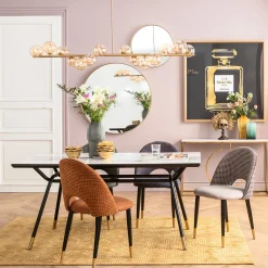 Lampa wisząca szklane klosze złota 155x138 cm