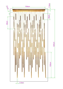 Lampa wisząca Vegas LED 154x250-320 cm złota