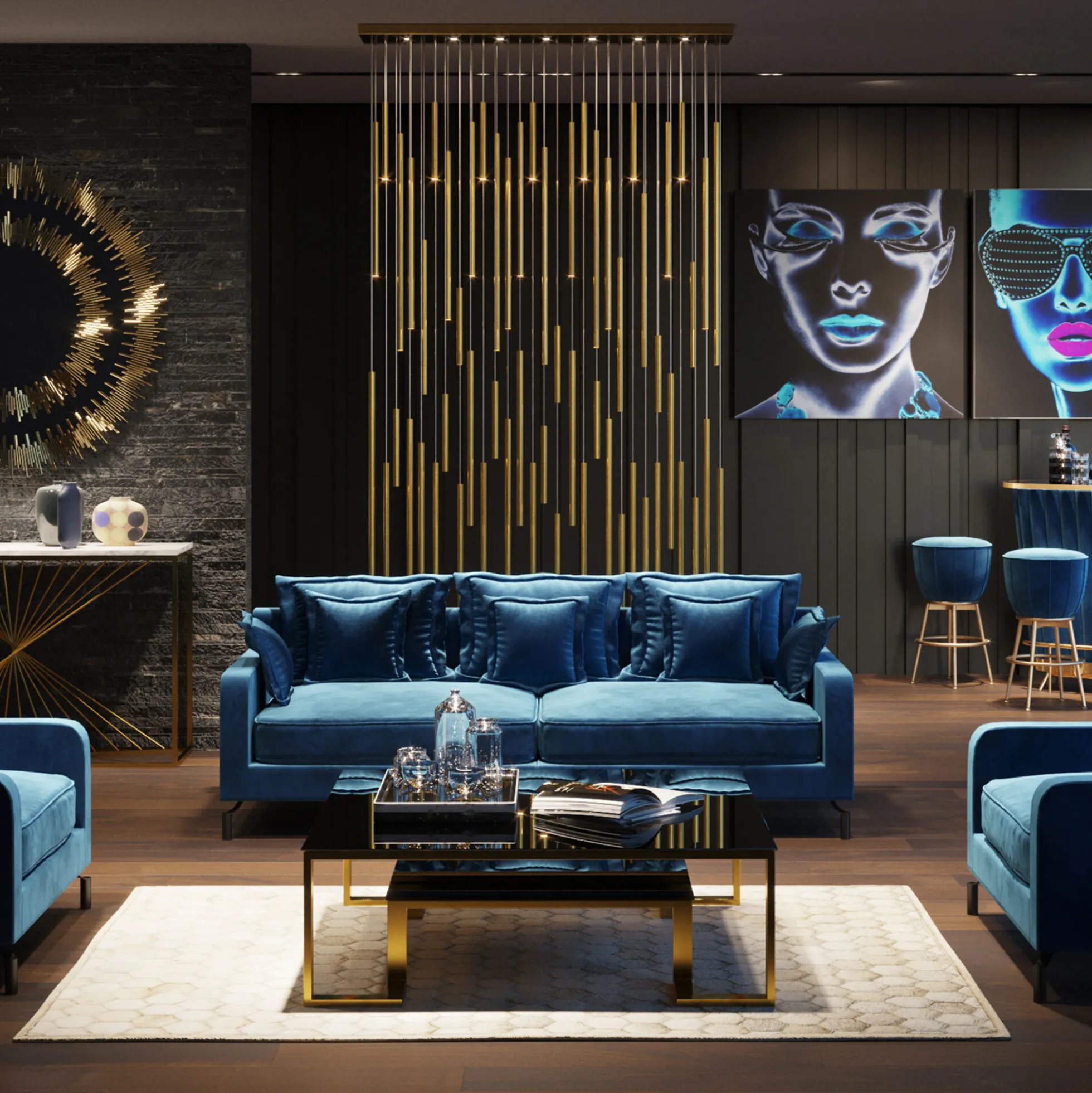 Lampa wisząca Vegas LED 154x250-320 cm złota