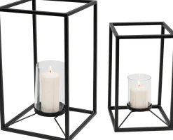 Latarenki czarne loft stalowe 2-set
