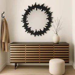 Lustro ścienne loft rama czarna stalowa Ø120 cm