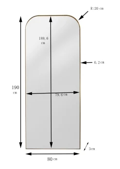 Lustro ścienne nowoczesne rama złota 80x190 cm