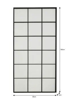 Lustro czarne duże rama stalowa loft 90x180 cm