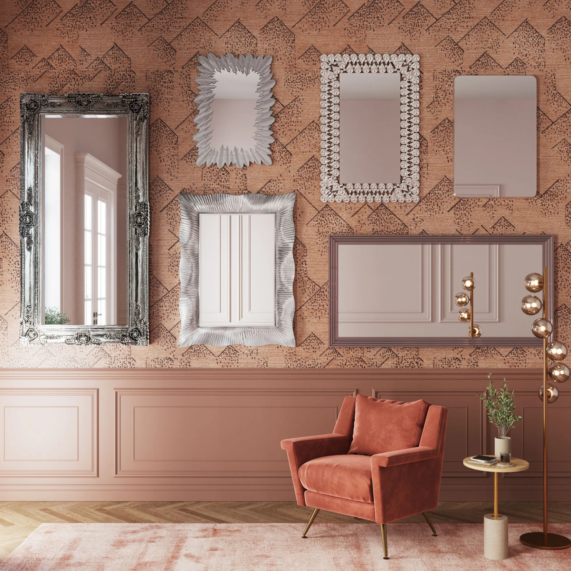 Lustro wiszące Frame 180x90 cm srebrne
