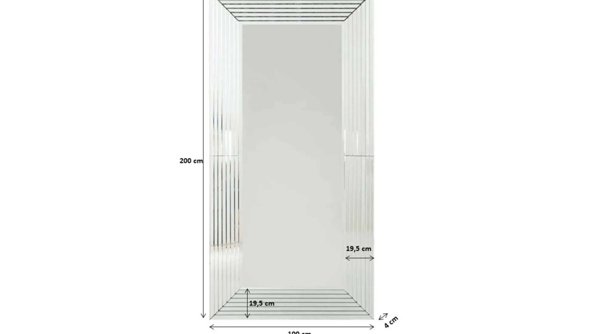 Lustro wiszące Linea Rectangular 200x100 cm srebrne