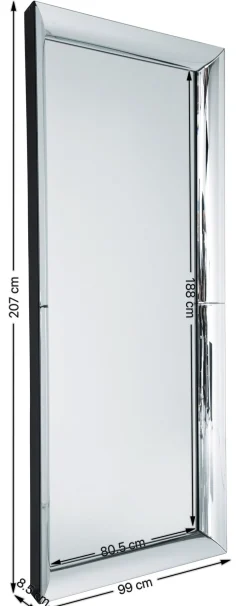 Lustro wiszące Soft Beauty 207x99 cm srebrne