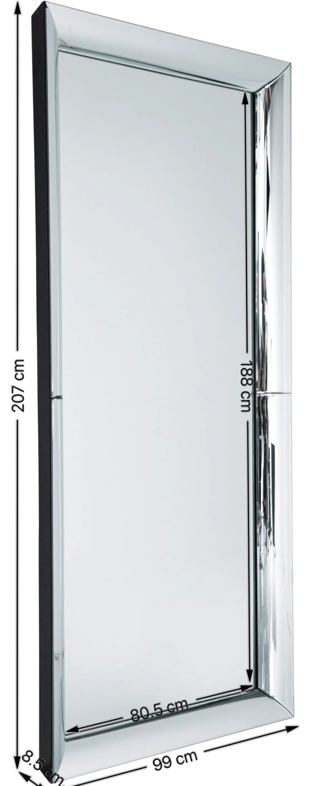 Lustro wiszące Soft Beauty 207x99 cm srebrne