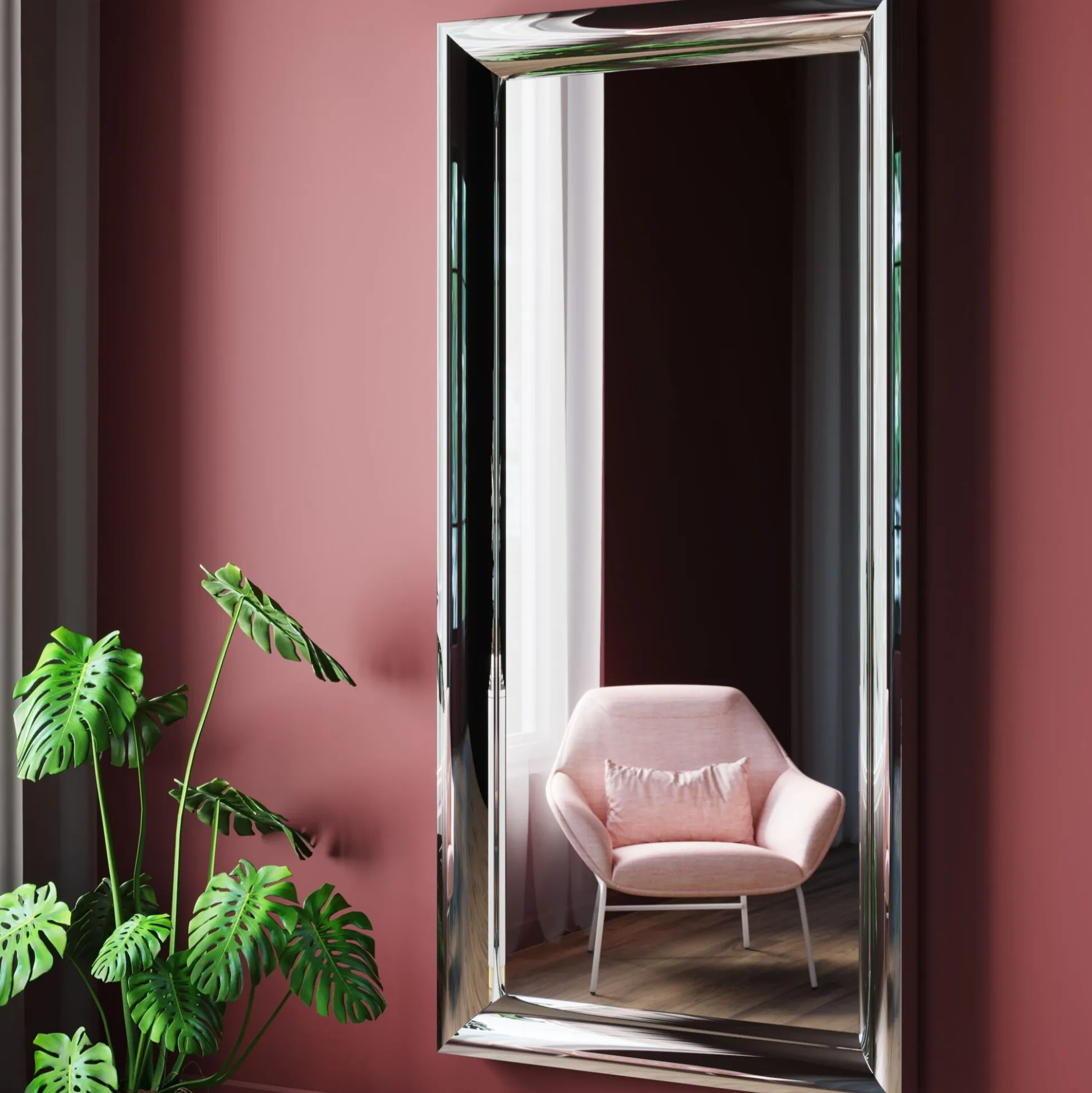 Lustro wiszące Soft Beauty 207x99 cm srebrne