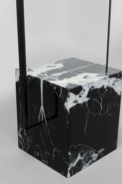 Lustro z czarną ramą 46x180 cm podstawa z marmuru