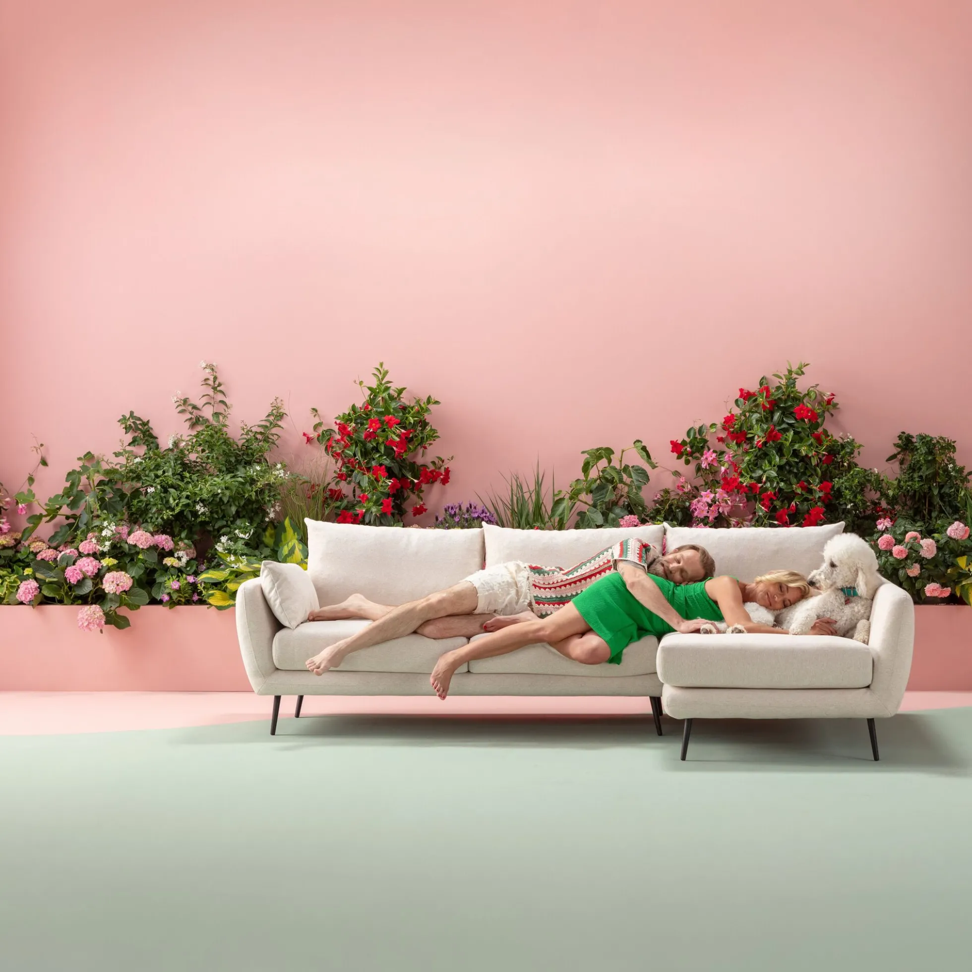 Narożnik Amalfi 275x159 cm kremowy lewy
