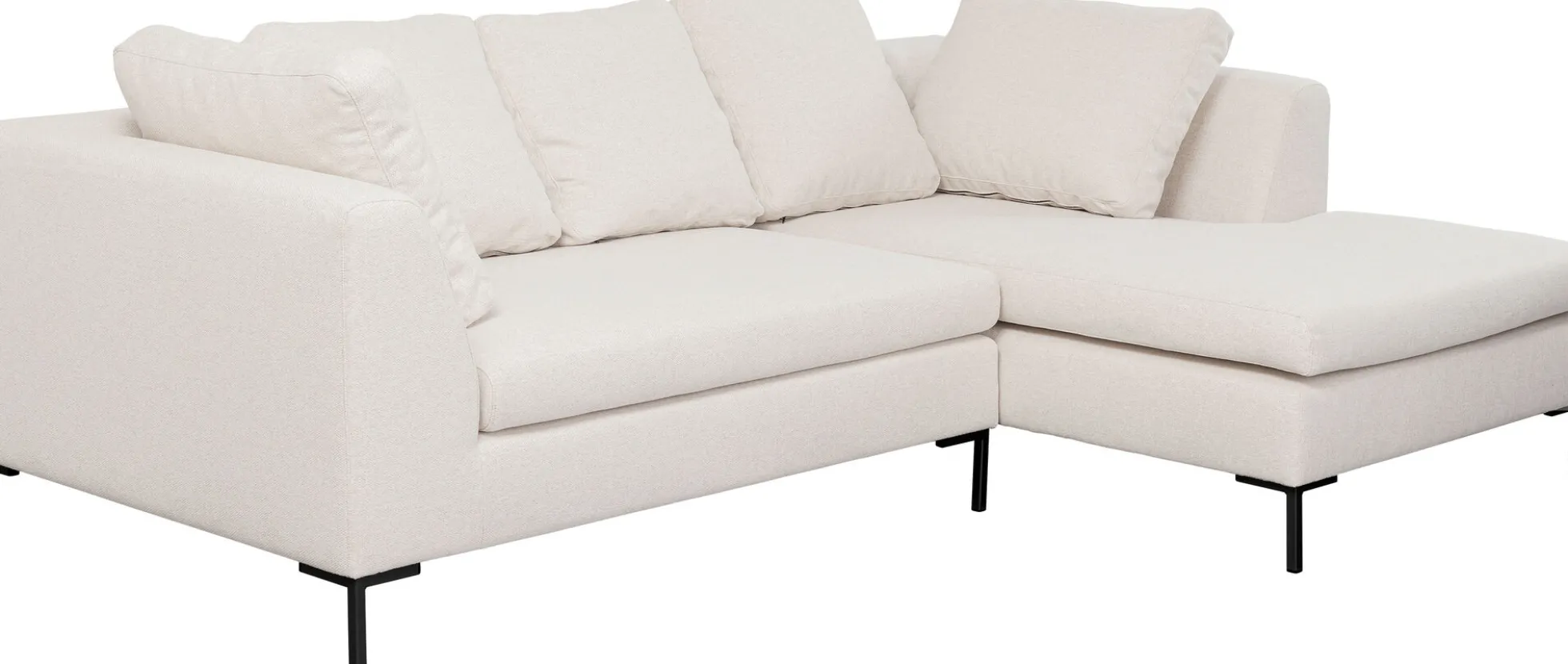 Narożnik prawy w kolorze kremowym nogi stalowe 250x167 cm