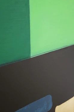 Obraz abstrakcyjne kształty ręcznie malowany 73x143 cm zielony