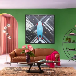 Obraz duży do salonu kolorowy 3D skater 149x149 cm