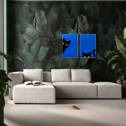 Obraz 2-elementowy niebieski 40x60 cm czarne koty