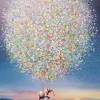 Obraz kolorowy latający słoń i kwiaty 120x160 cm