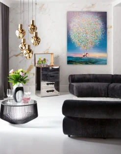 Obraz kolorowy latający słoń i kwiaty 120x160 cm