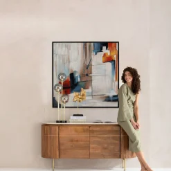 Obraz kolorowy motyw abstrakcyjny rama czarna 100x100 cm