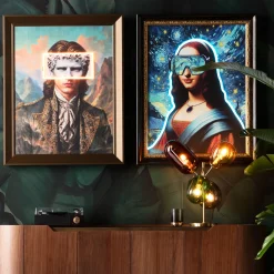 Obraz kolorowy z podświetleniem LED rama drewniana 80x100 cm