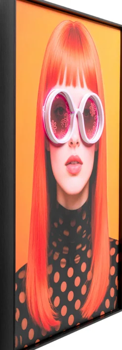 Obraz Lady Sunglasses różowy LED 50x70cm