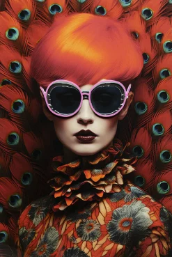 Obraz LED Fancy Czerwona Lady 75x55cm