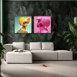 Obraz Pink Woman LED 80x80cm