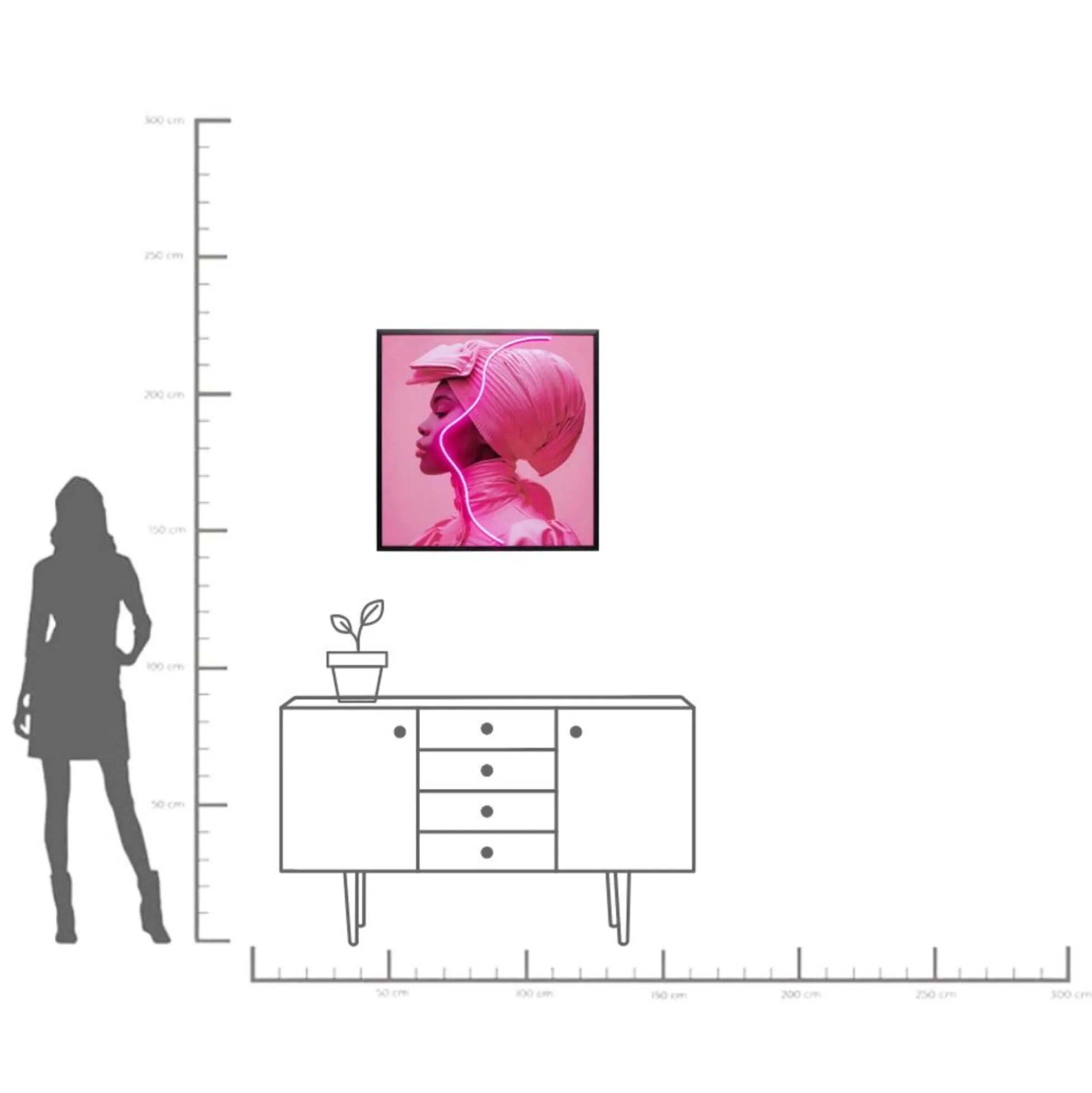Obraz Pink Woman LED 80x80cm