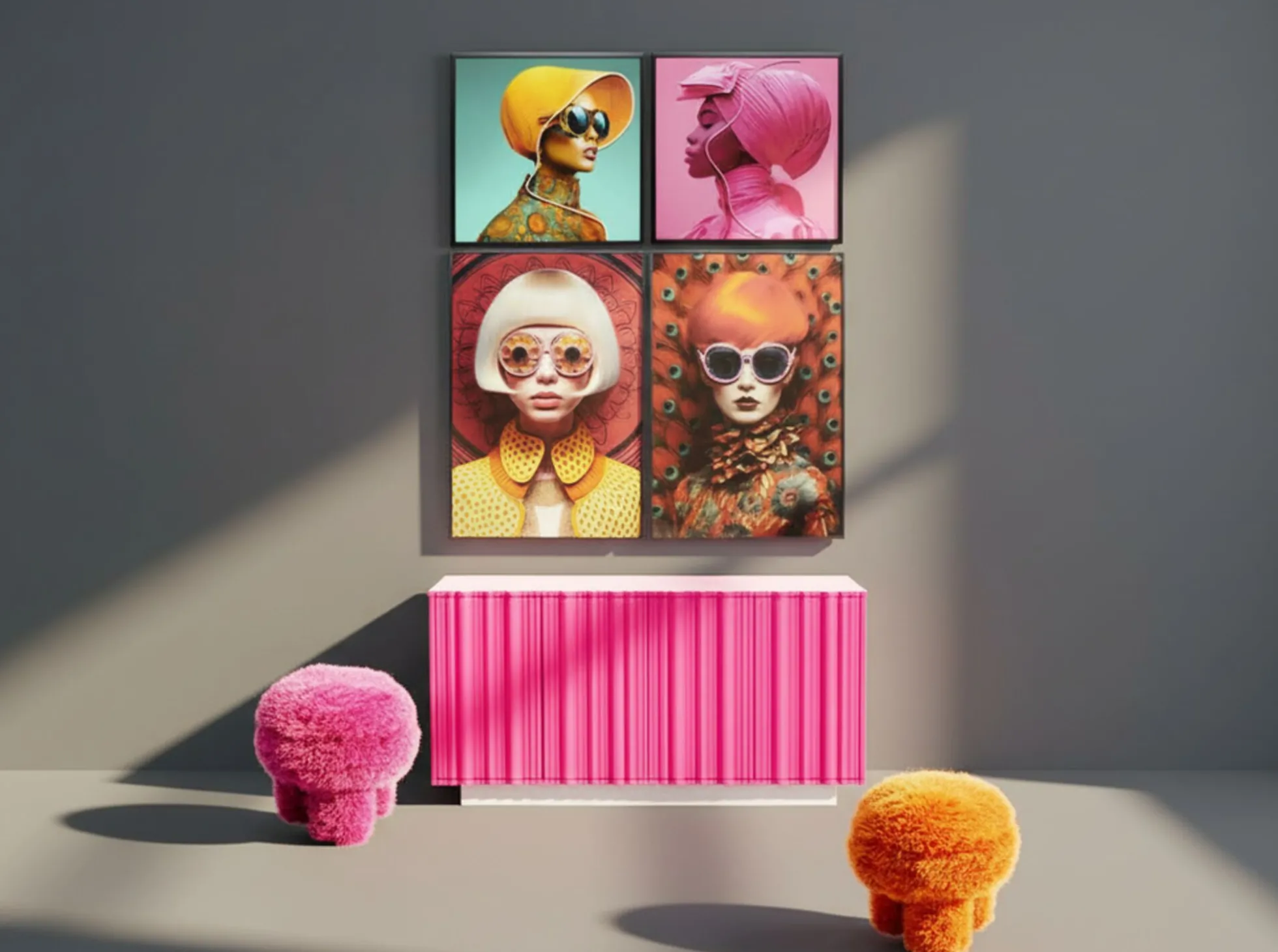 Obraz Pink Woman LED 80x80cm