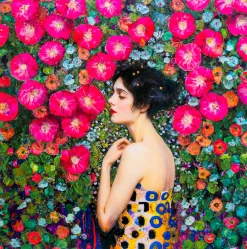 Obraz szklany Art Nouveau Fleur 120x120cm