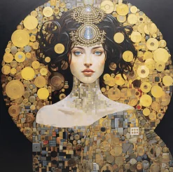 Obraz szklany Art Nouveau Lady 3D 120x120cm