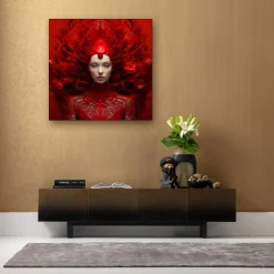 Obraz szklany Muse czerwony 120x120cm