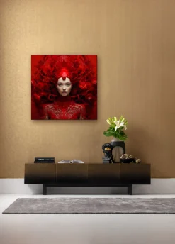Obraz szklany Muse czerwony 120x120cm