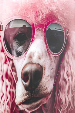 Obraz Szklany Pink Poodle 50x40cm
