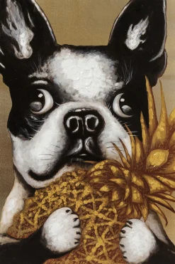 Obraz Touched Dog with Pineapple 80x80 cm