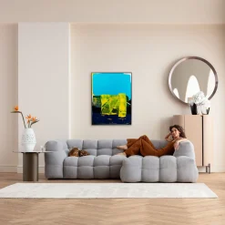 Obraz w ramie Abstract High Gloss niebieski 120x160cm