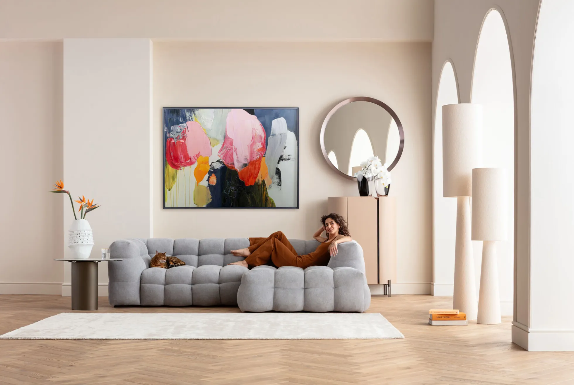 Obraz w ramie Abstract High Gloss różowy 160x120cm