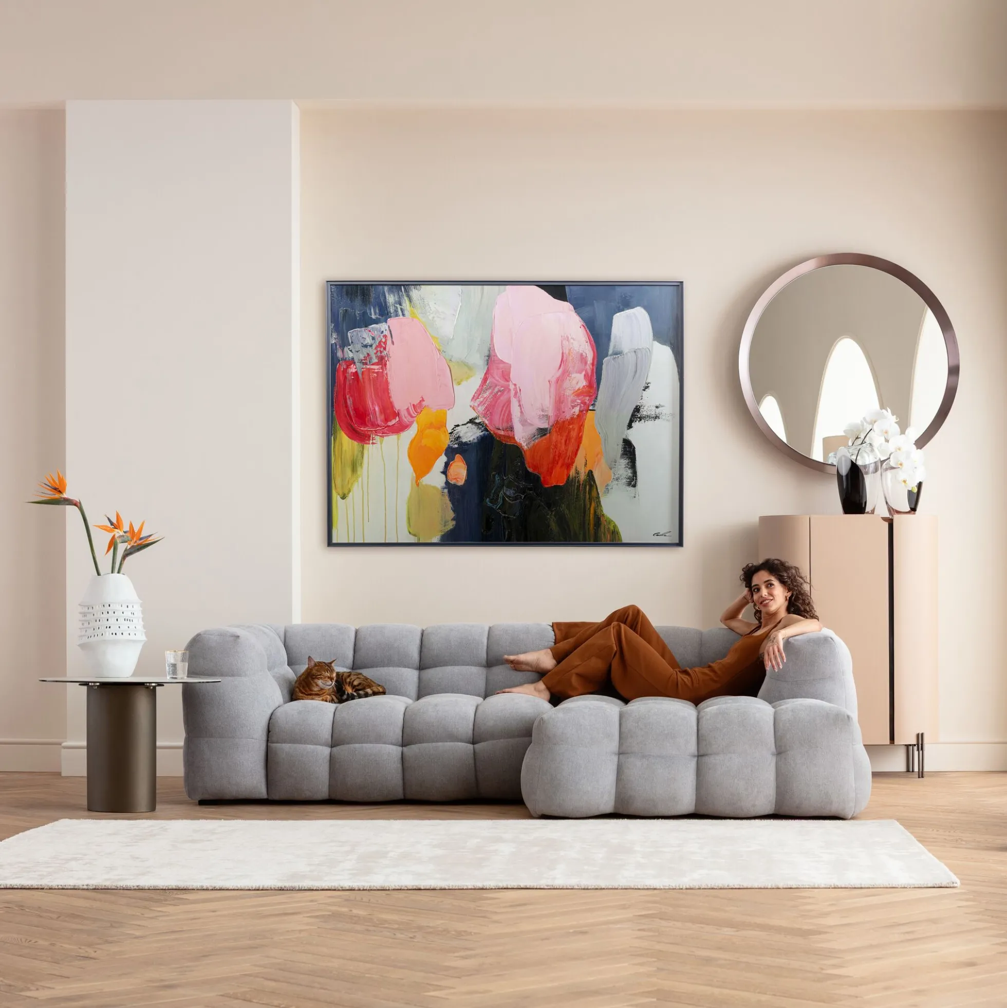 Obraz w ramie Abstract High Gloss różowy 160x120cm