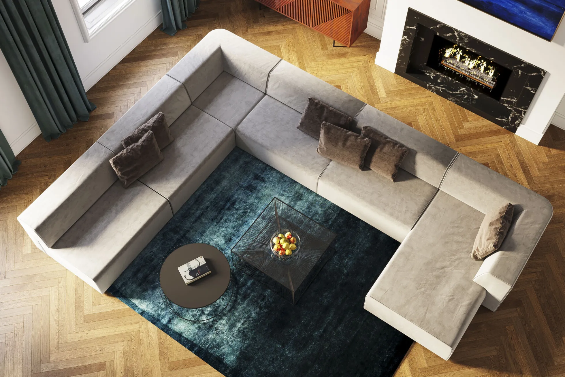 Otoman Infinity Chenille 182x117 cm szary prawy