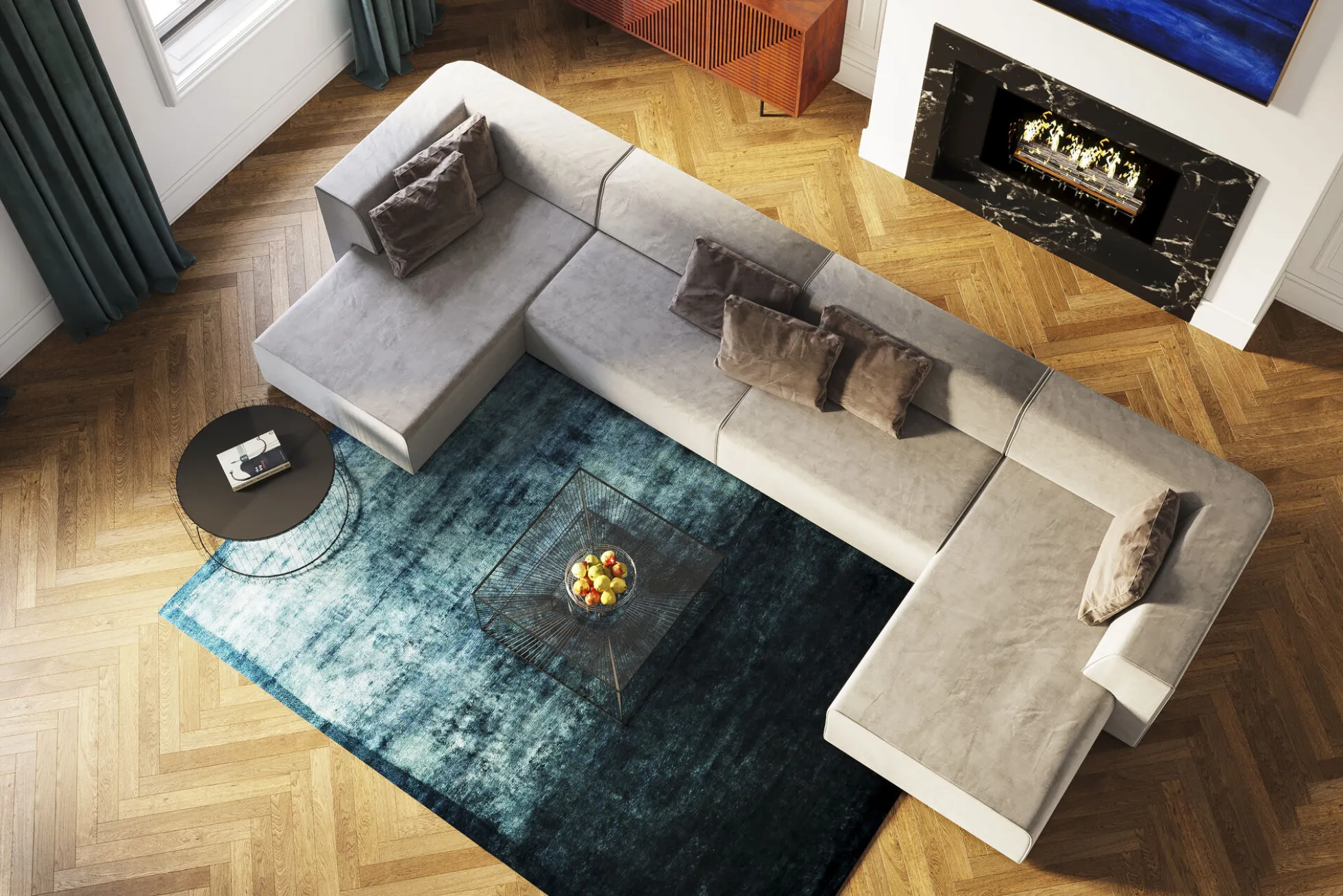 Otoman Infinity Chenille 182x117 cm szary prawy