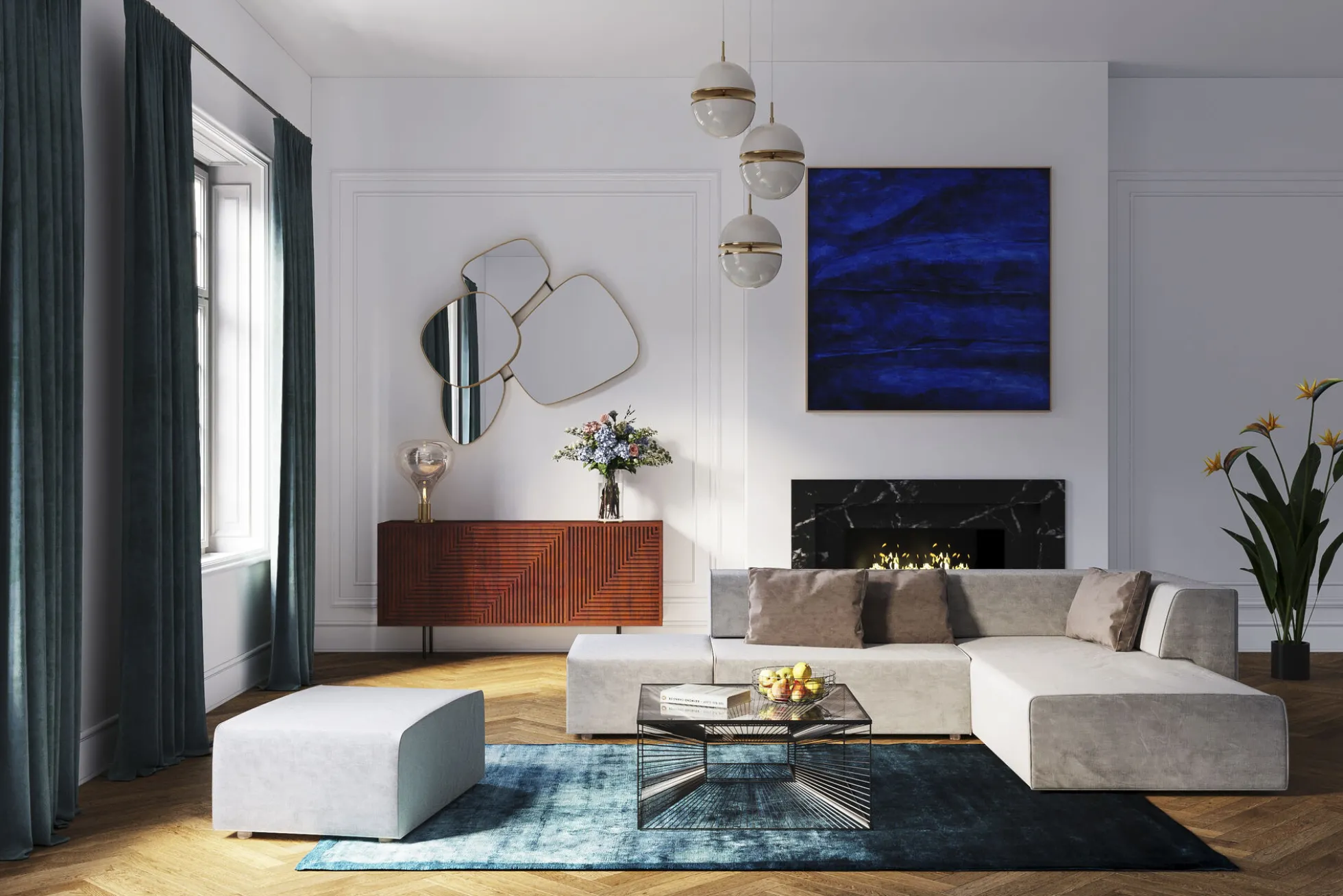 Otoman Infinity Chenille 182x117 cm szary prawy