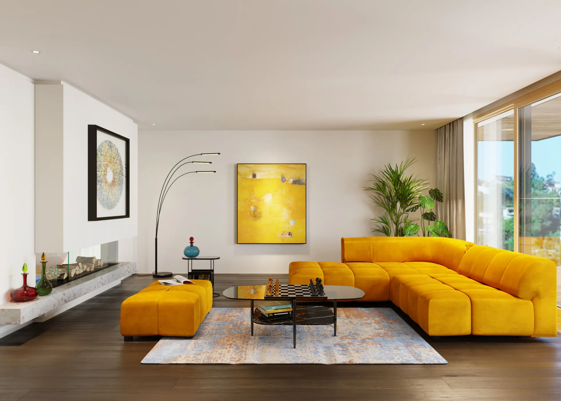 Podnóżek Belami Velvet 105x70 cm bursztynowy