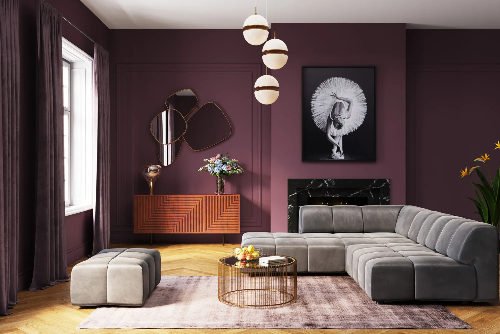 Podnóżek Belami Velvet 105x70 cm szary
