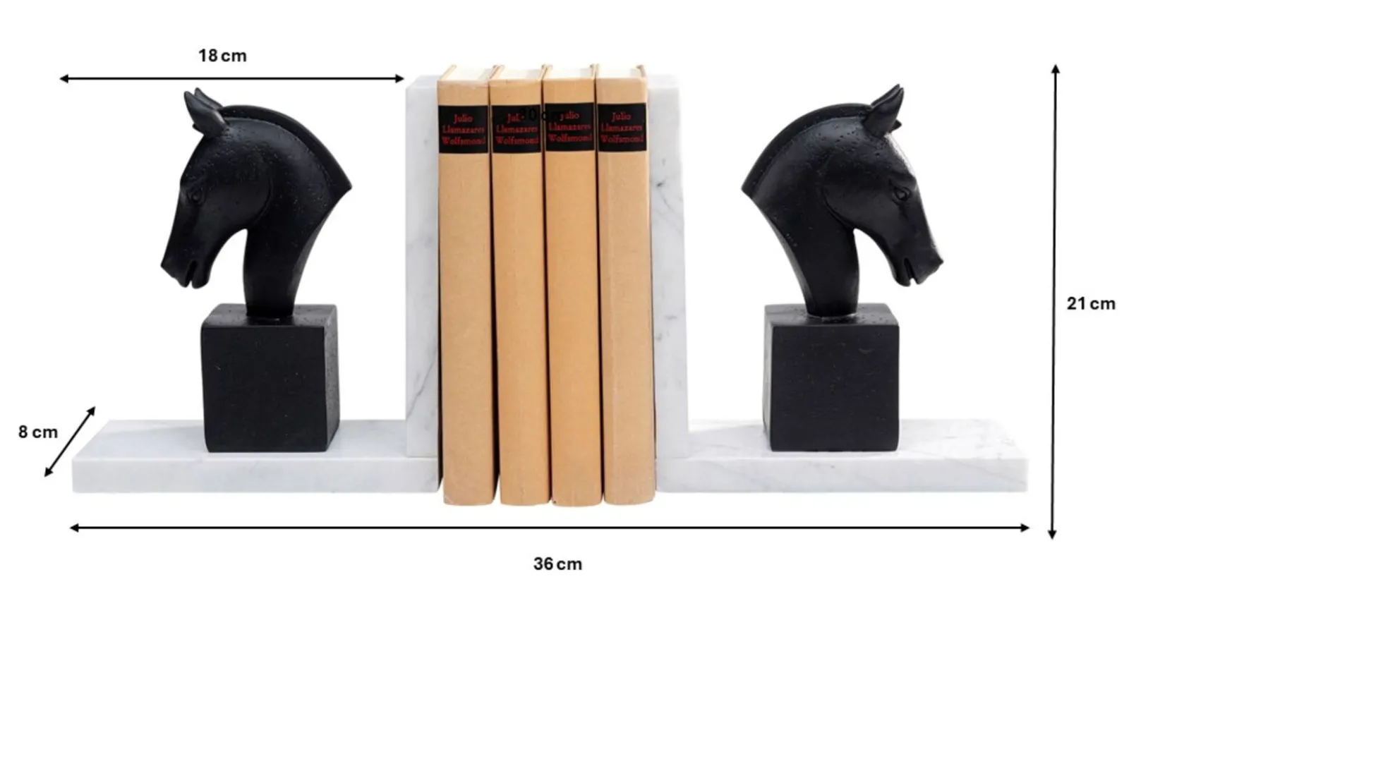 Podpórki na książki Horse 36x21 cm czarno-białe