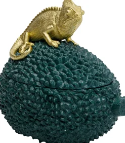 Pudełko na biżuterię lub kosmetyki Chameleon 20 cm zielono-złote
