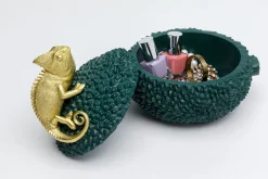 Pudełko na biżuterię lub kosmetyki Chameleon 20 cm zielono-złote