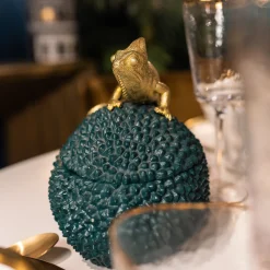 Pudełko na biżuterię lub kosmetyki Chameleon 20 cm zielono-złote