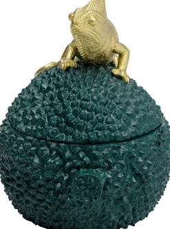 Pudełko na biżuterię lub kosmetyki Chameleon 20 cm zielono-złote