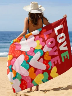 Ręcznik plażowy Big Love czerwony 90x170cm