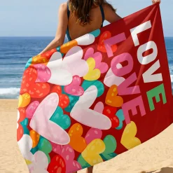 Ręcznik plażowy Big Love czerwony 90x170cm